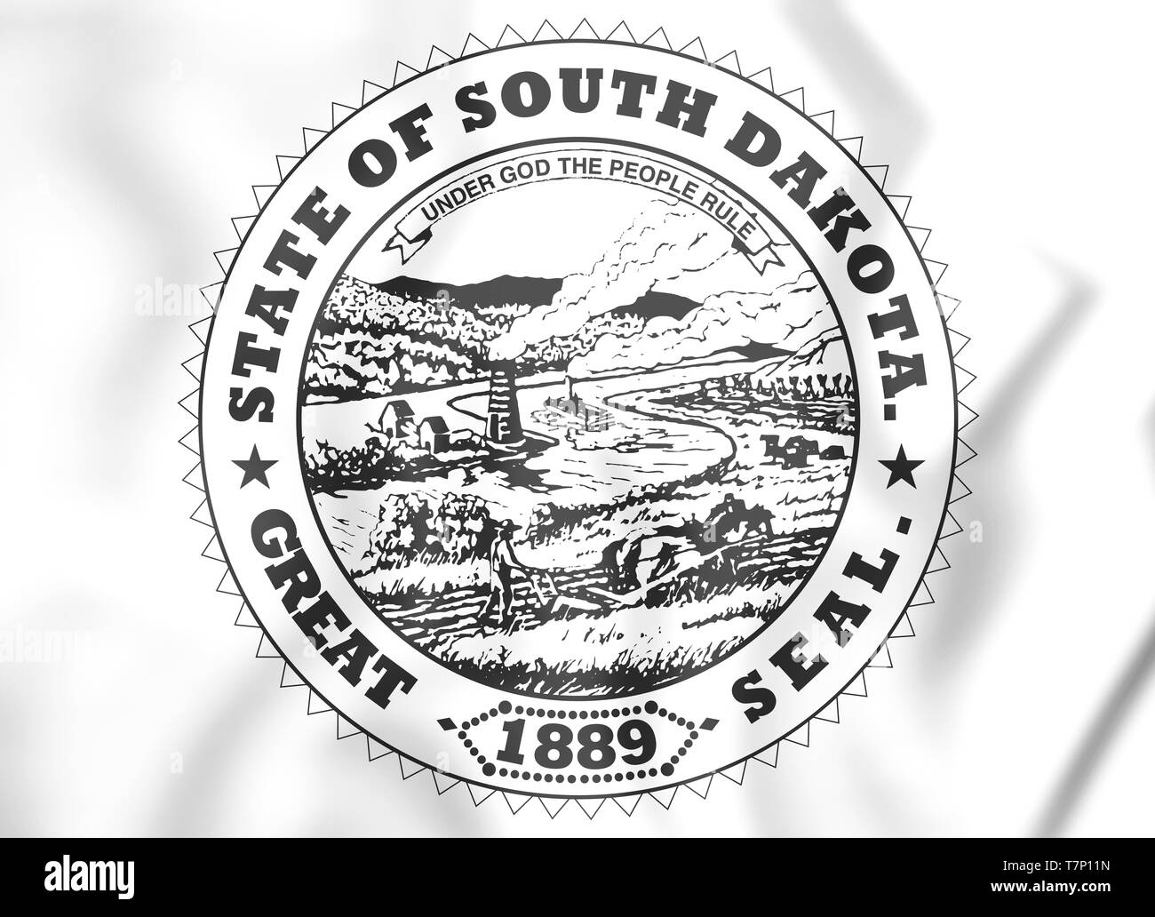 3D-South Dakota State Seal, USA. 3D-Darstellung. Stockfoto
