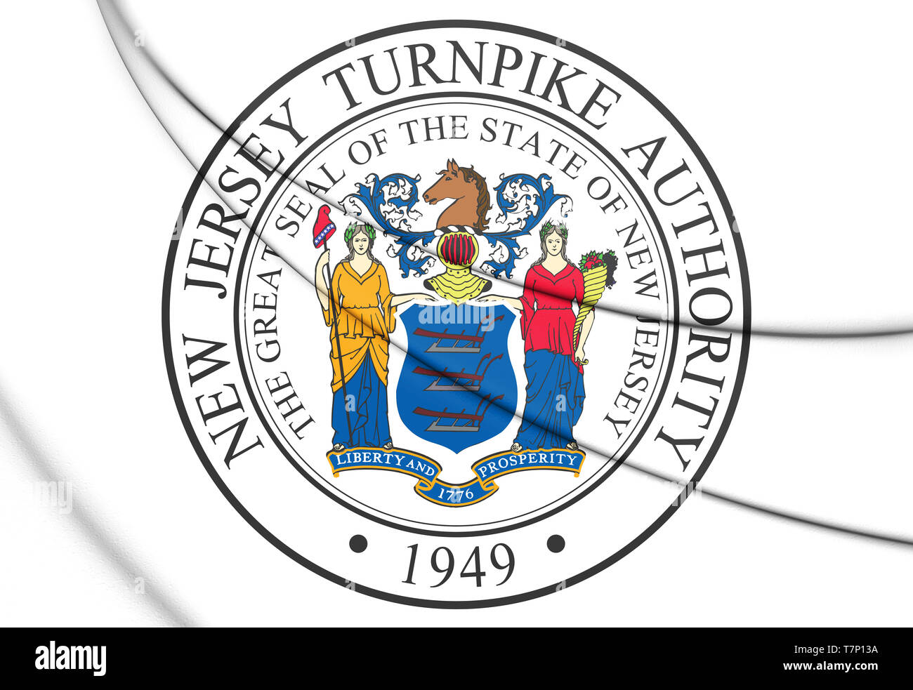 3D-Siegel von New Jersey Turnpike Authority, USA. 3D-Darstellung. Stockfoto