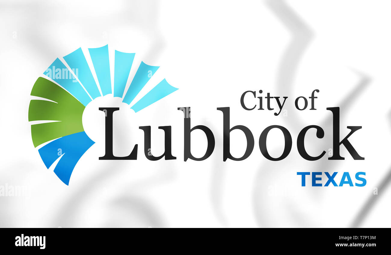 3D-Dichtung von Lubbock (Texas), USA. 3D-Darstellung. Stockfoto