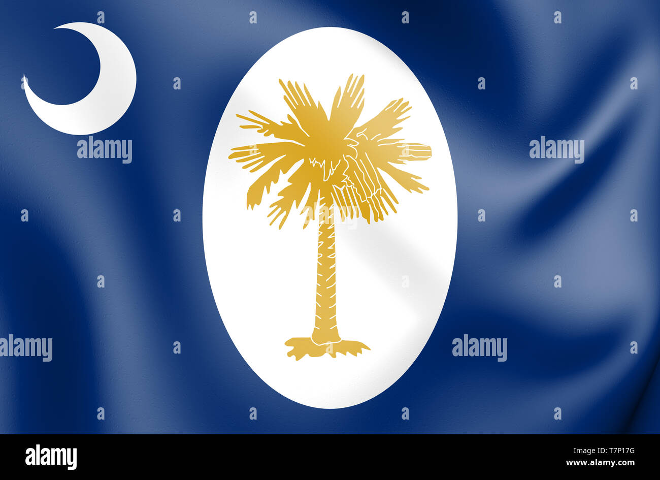 3D-Flagge von South Carolina (Januar 1861), USA. 3D-Darstellung. Stockfoto