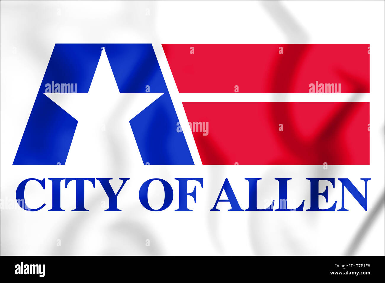 3D-Flagge von Allen (Texas), USA. 3D-Darstellung. Stockfoto