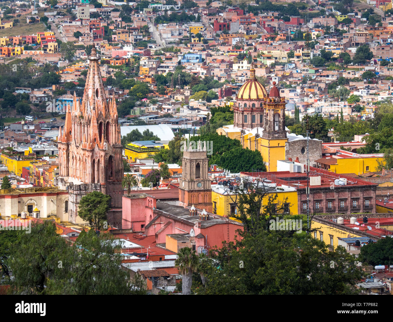 San Miguel de Allende und Parroquia de San Miguel Arcángel Kirche Stockfoto