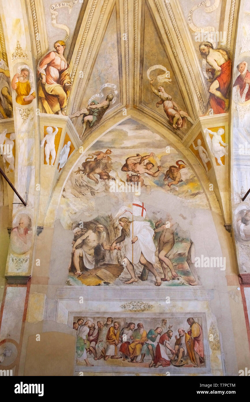 Italien, Lombardei, Lago d'Iseo See (Il Lago d'Iseo), Pisogne, Santa Maria della Neve, Fresken von Girolamo Romani sagt Romanino in 1534 Stockfoto