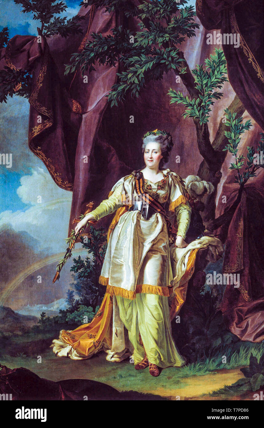 Porträt von Katharina II. Von Russland (1729-1796), Ölgemälde auf Leinwand von Dmitri Levitzky 1787 Stockfoto