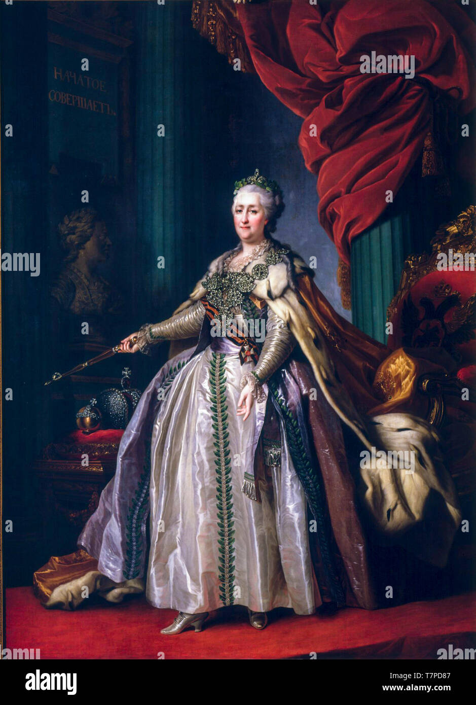 Porträt von Katharina der Großen von Dmitrii Grigoriewitsch Levitskii nach Roslin und Rokotov, 1780er Jahre Stockfoto