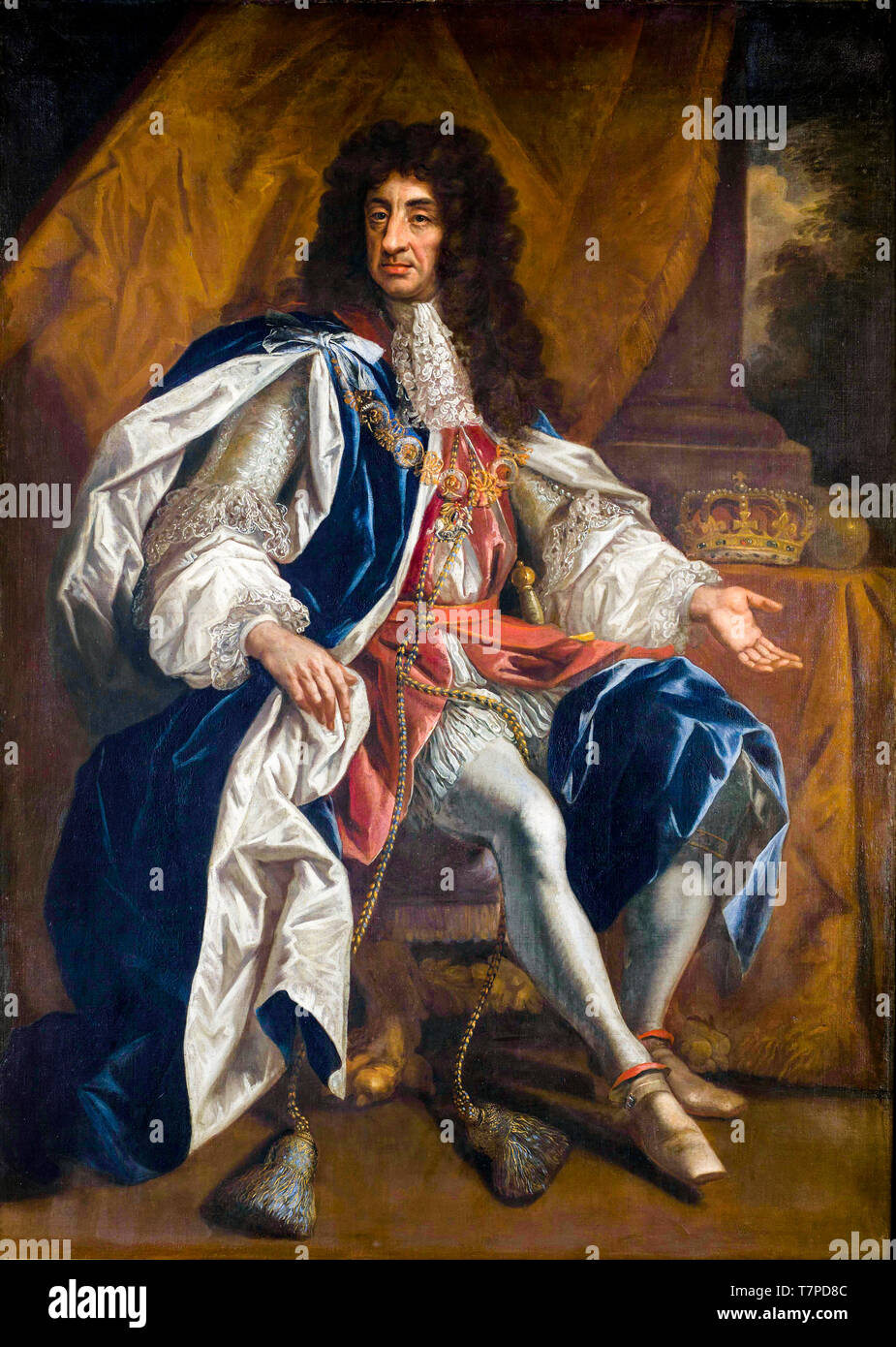 König Karl II. Von England, Gemälde von Thomas Hawker (zugeschrieben), nach 1660 Stockfoto
