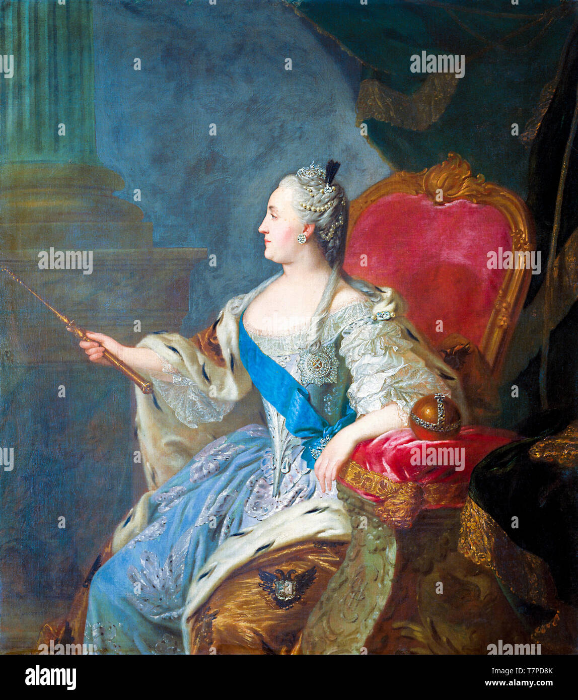 Portrait von Katharina II., in der Werkstatt von Fjodor Rokotov, 1763 Stockfoto