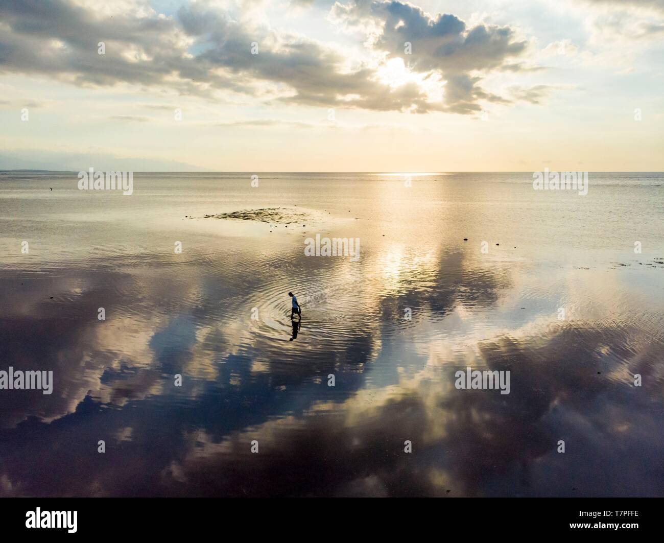 Indonesien,Bali, Lovina Beach (Luftbild) Stockfoto