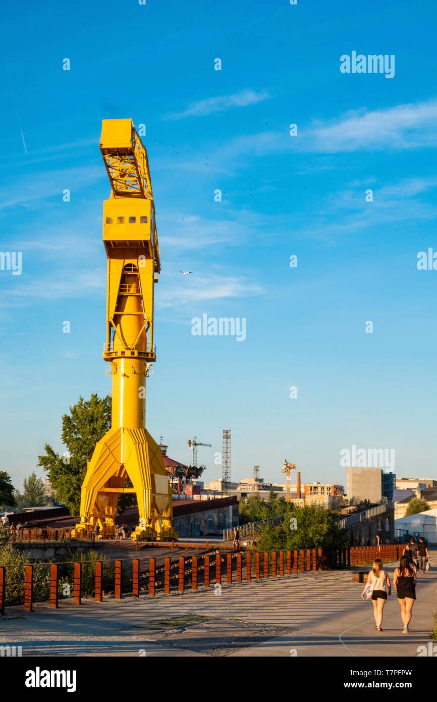 Frankreich, Pays de La Loire, Nantes, Ile de Nantes, die gelbe Titan Kran Stockfoto