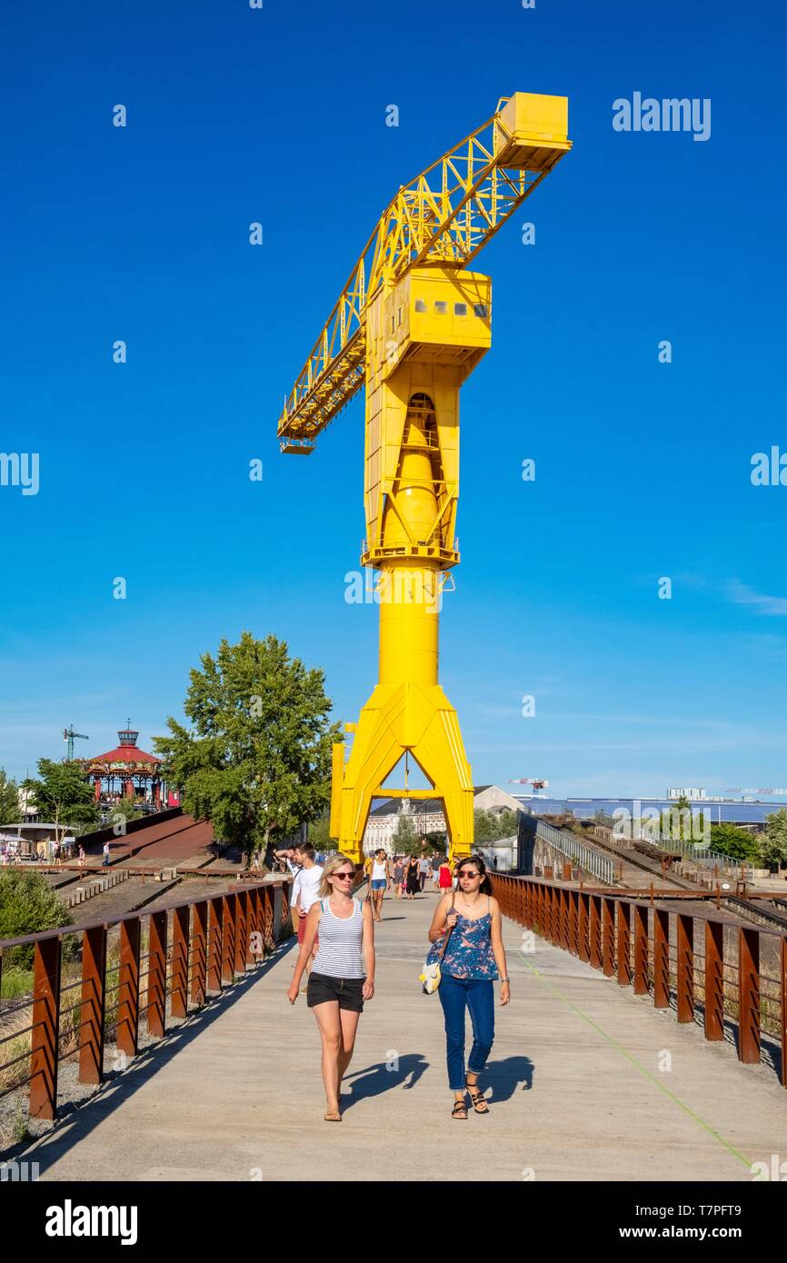 Frankreich, Pays de La Loire, Nantes, Ile de Nantes, die gelbe Titan Kran Stockfoto