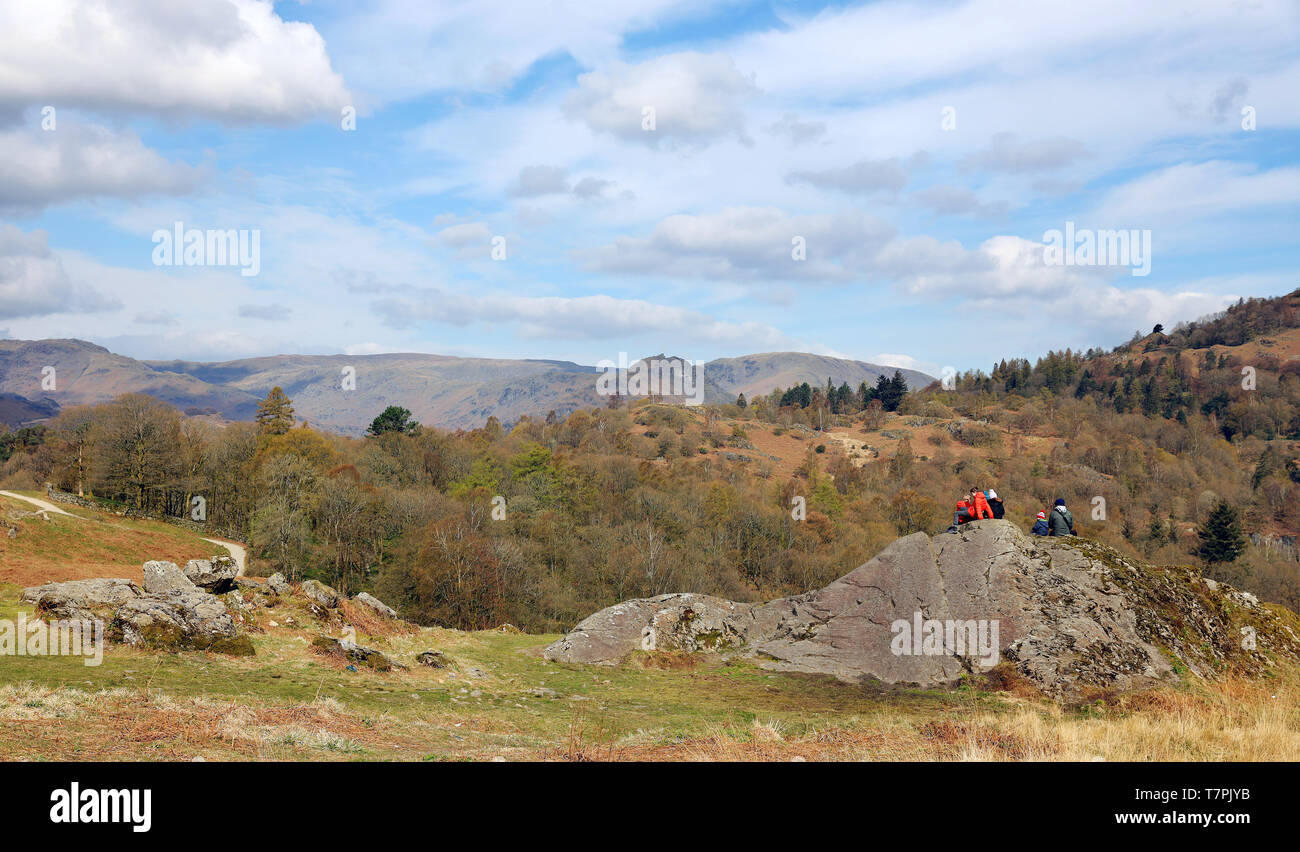 Grasmere zu Wasser nach Ambleside Rydal Pfad Stockfoto