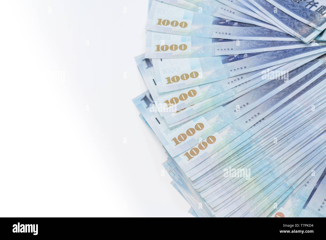 1000 neue Taiwan-Dollar isoliert auf weißem Hintergrund Stockfoto