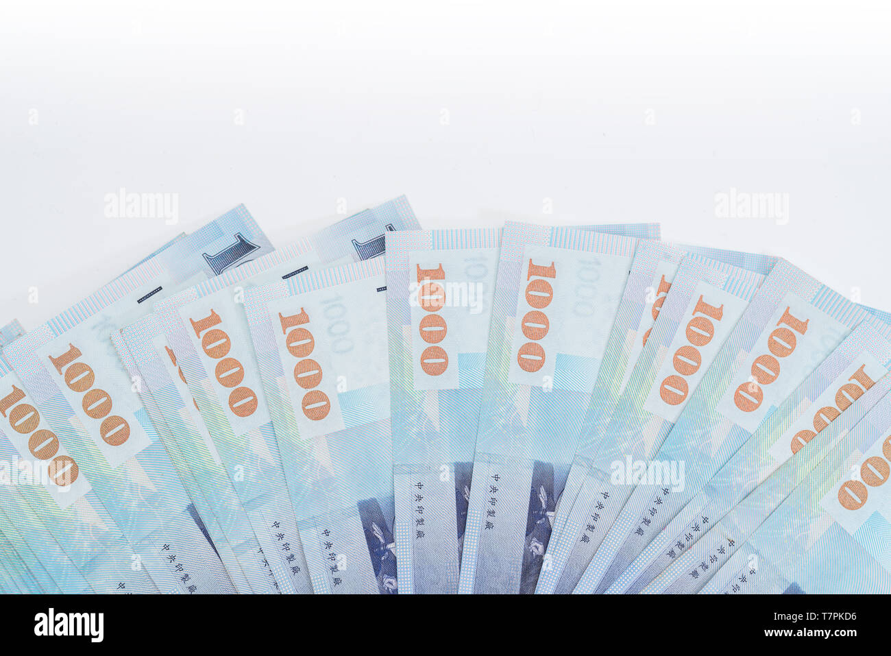 1000 neue Taiwan-Dollar isoliert auf weißem Hintergrund Stockfoto