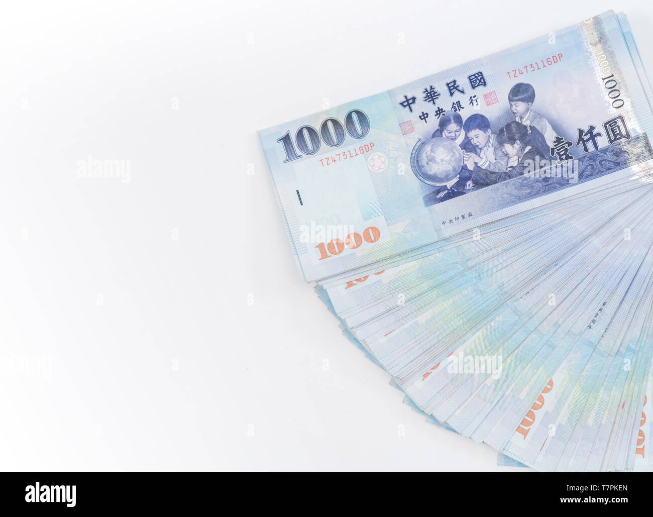1000 neue Taiwan-Dollar isoliert auf weißem Hintergrund Stockfoto
