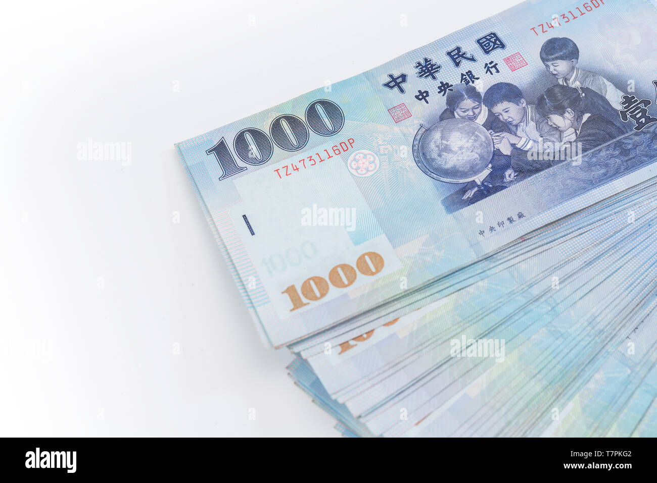 1000 neue Taiwan-Dollar isoliert auf weißem Hintergrund Stockfoto