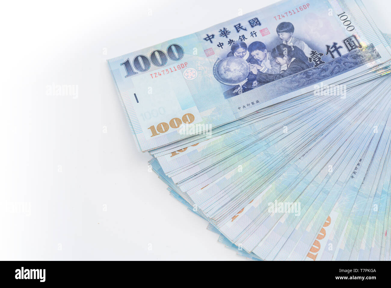 1000 neue Taiwan-Dollar isoliert auf weißem Hintergrund Stockfoto