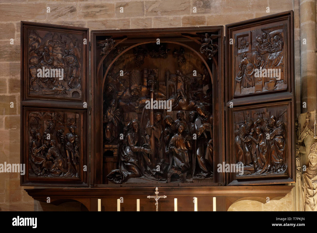 Deutschland, Bayern, Oberfranken, Bamberg, als Weltkulturerbe von der UNESCO, die Kathedrale (Dom), Marienaltar (Krippe Altar), Veit Stoss, 1520-23 Stockfoto