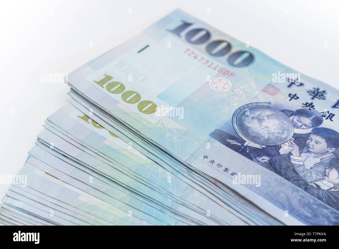 1000 neue Taiwan-Dollar isoliert auf weißem Hintergrund Stockfoto