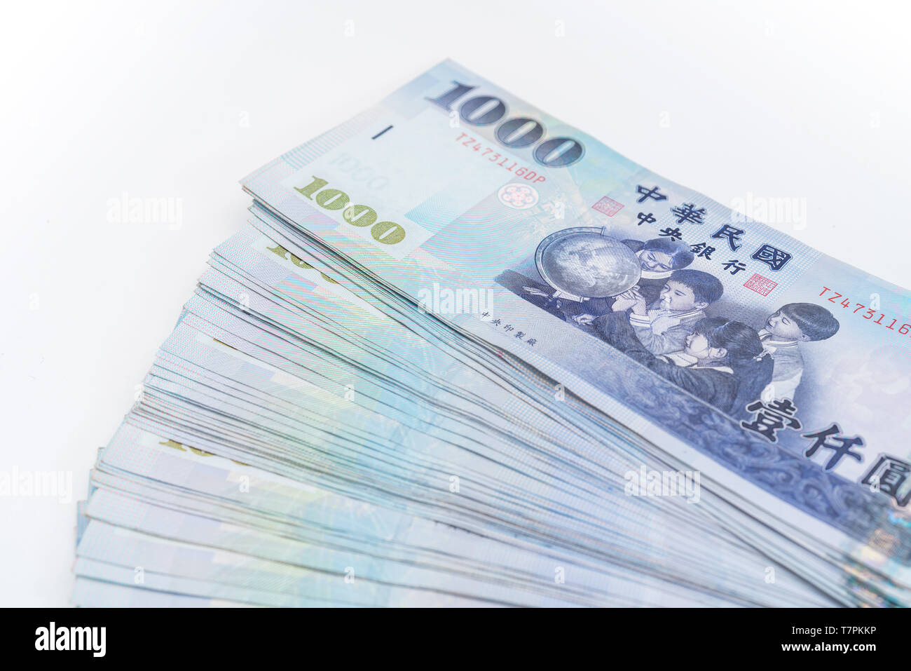 1000 neue Taiwan-Dollar isoliert auf weißem Hintergrund Stockfoto