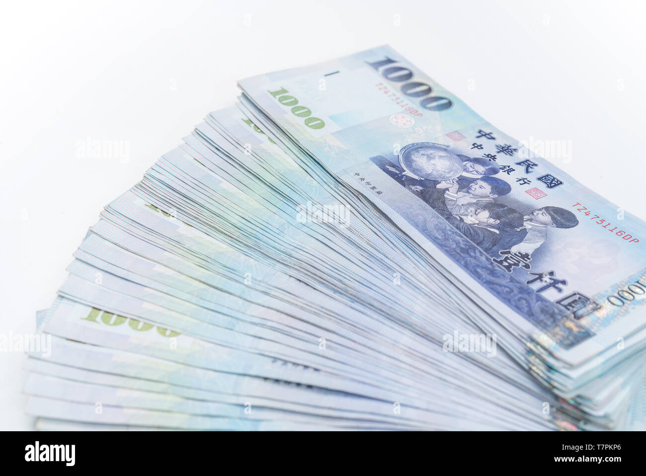 1000 neue Taiwan-Dollar isoliert auf weißem Hintergrund Stockfoto
