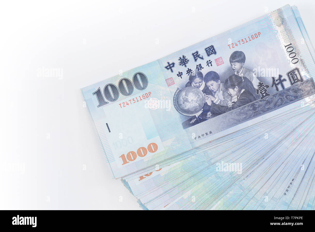1000 neue Taiwan-Dollar isoliert auf weißem Hintergrund Stockfoto