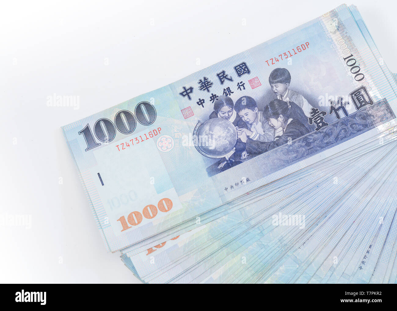 1000 neue Taiwan-Dollar isoliert auf weißem Hintergrund Stockfoto