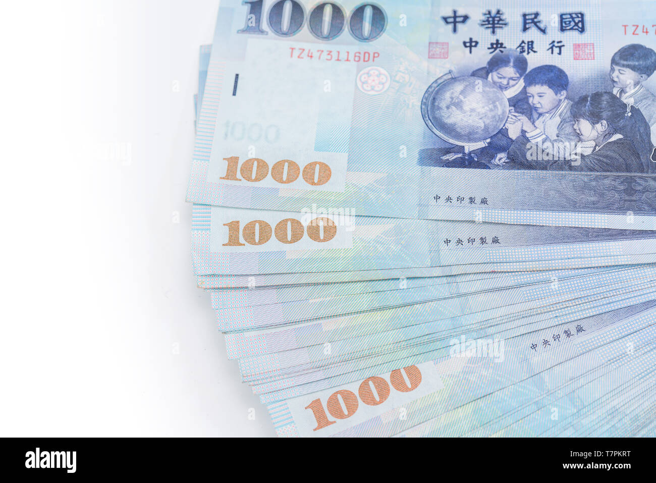 1000 neue Taiwan-Dollar isoliert auf weißem Hintergrund Stockfoto