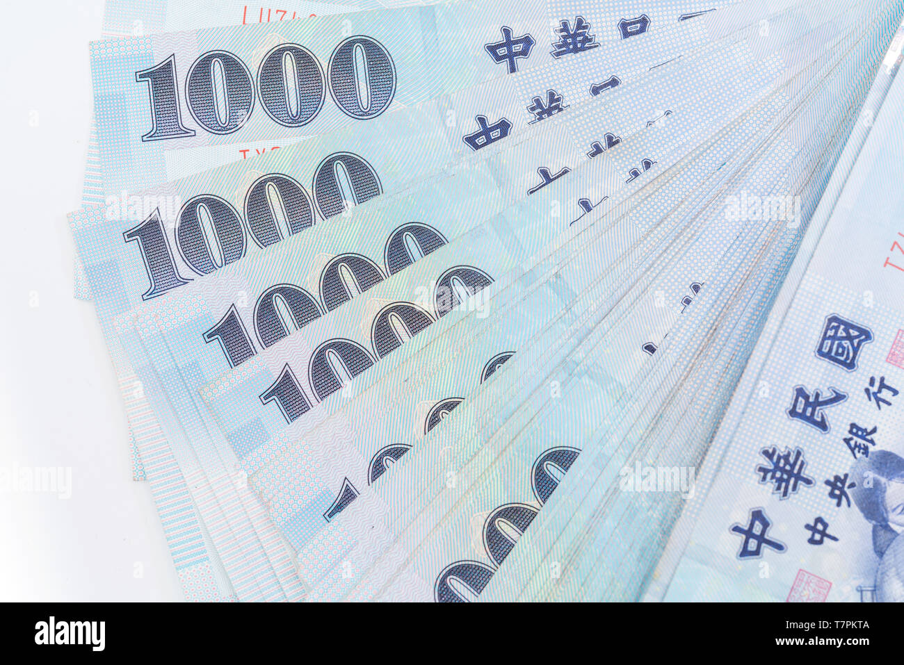 1000 neue Taiwan-Dollar isoliert auf weißem Hintergrund Stockfoto
