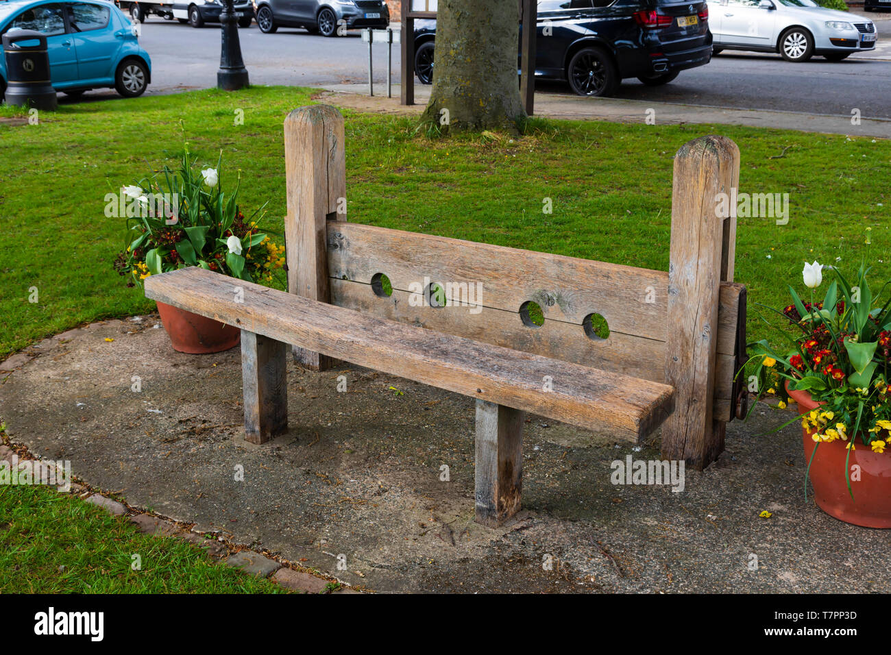 Mittelalterlichen Bestände auf dem Dorfplatz, dem Dorf Dunchurch, in der Nähe von Rugby, Warwickshire, West Midlands, England Stockfoto