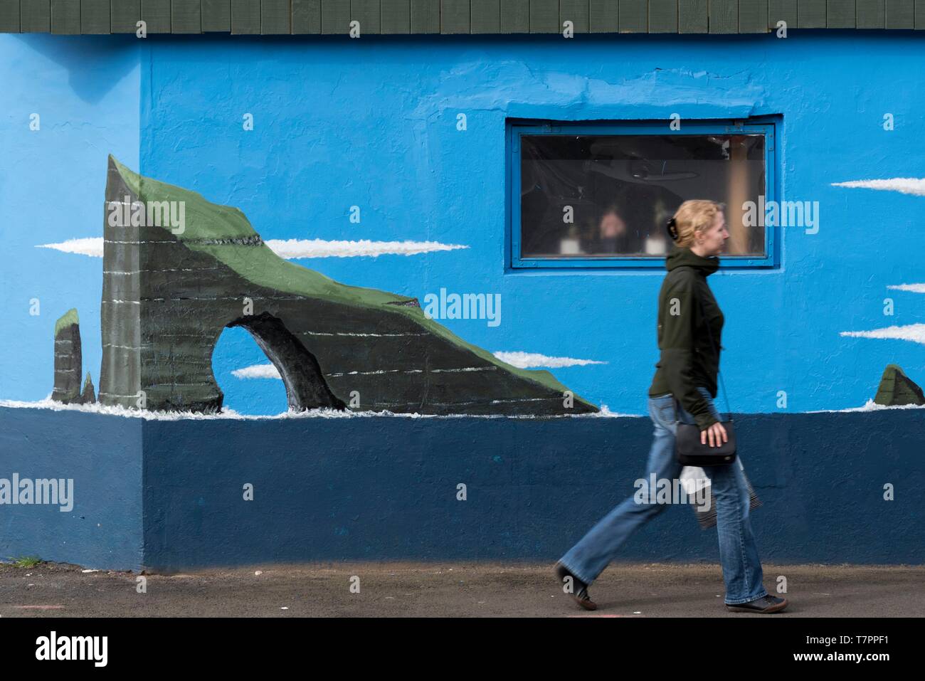 Dänemark, Färöer Inseln, Insel Bordoy, Klaksvik, wandbild Stockfoto