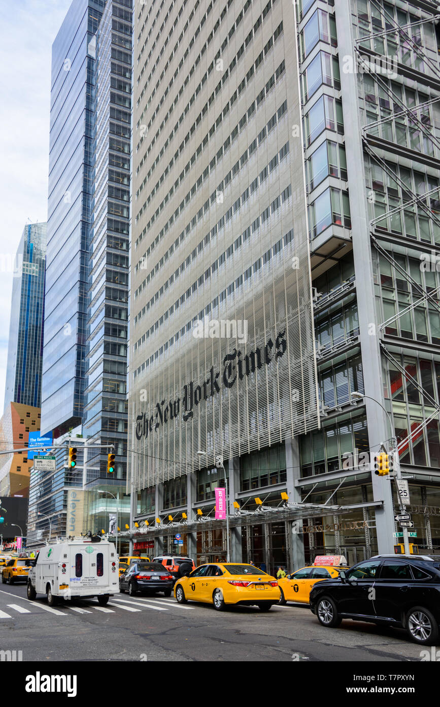 NEW YORK CITY, USA - ca. August 2015: Die New York Times auf die Eighth Avenue ist die New York Times Headquarters. Stockfoto