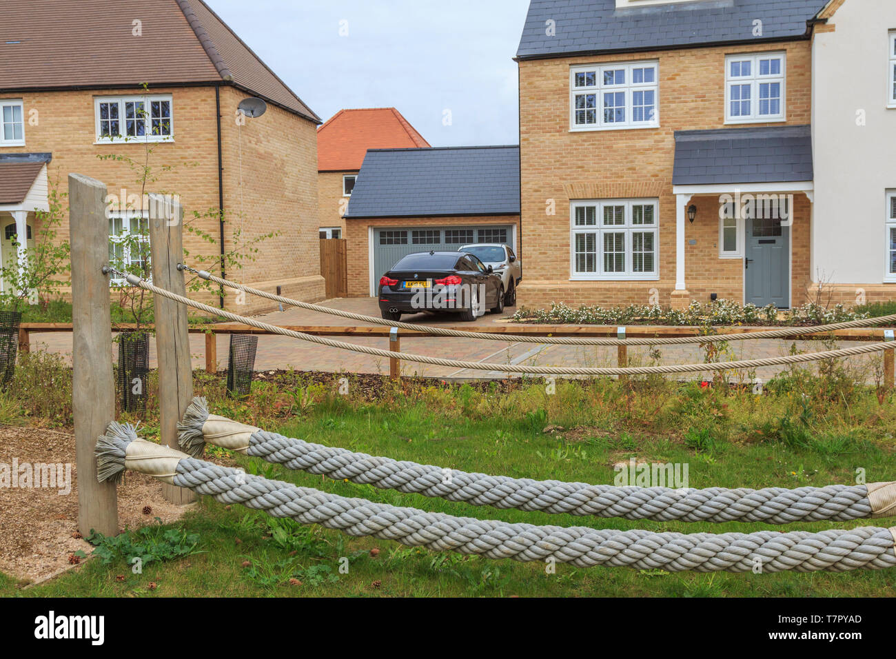 Kinder Spielplätze, Alconbury Weald wichtige neue Gehäuse Entwicklung, in der Nähe von Huntingdon, Cambridgeshire, England, UK, GB Stockfoto