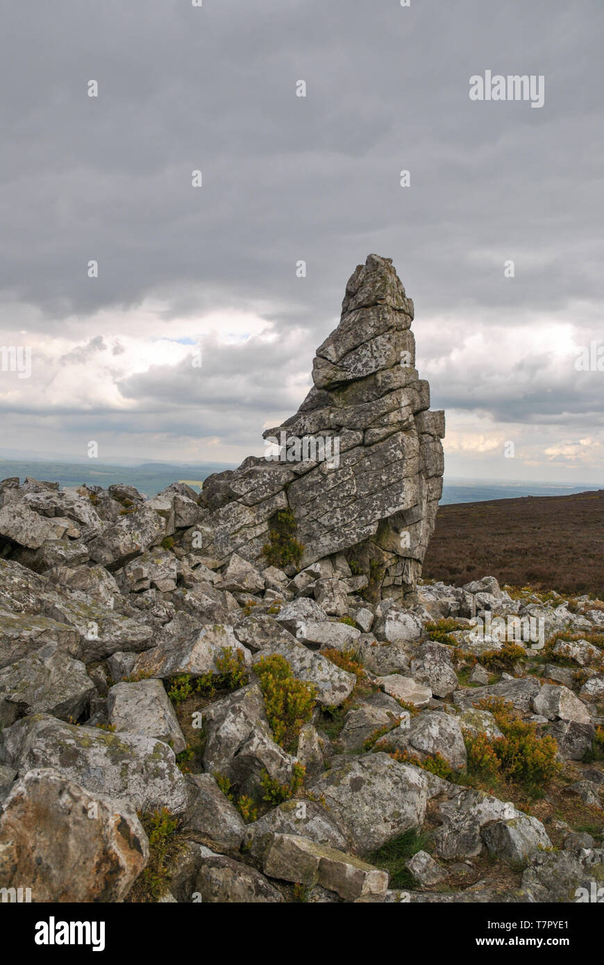 The Devil's Chair Rock Formation Stiperstones Naturschutzgebiet in Shropshire, Großbritannien Stockfoto