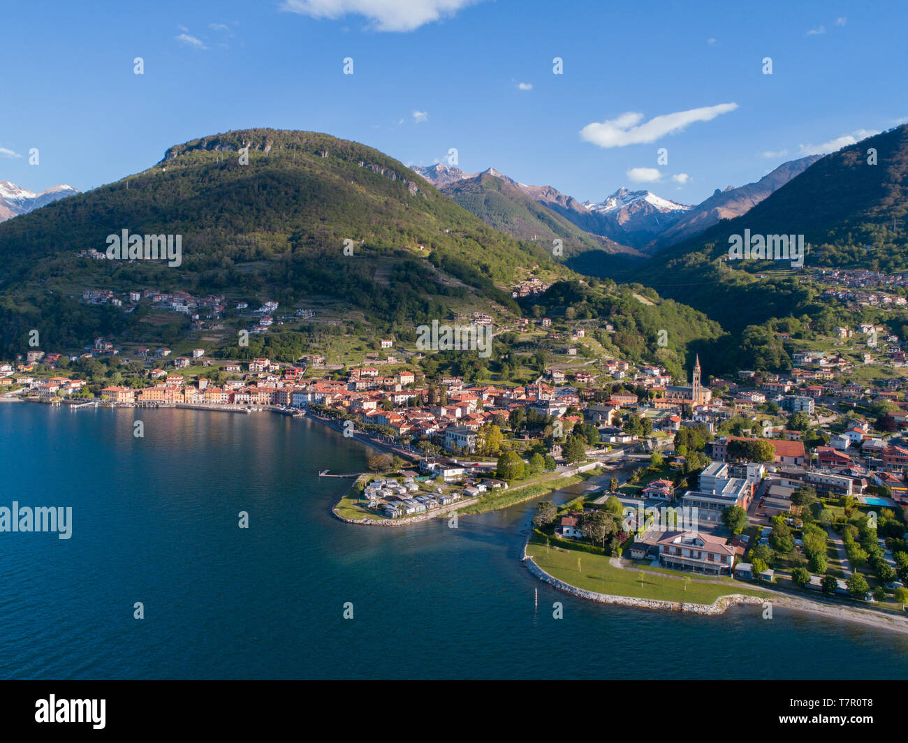 Der Comer See, Panoramaaussicht von Domaso Dorf Stockfoto