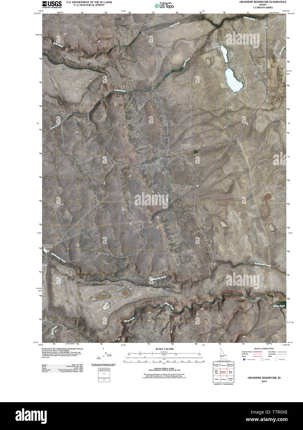 USGS TOPO Karte Idaho ID Grasmere Behälter 20101117 TM Wiederherstellung Stockfoto