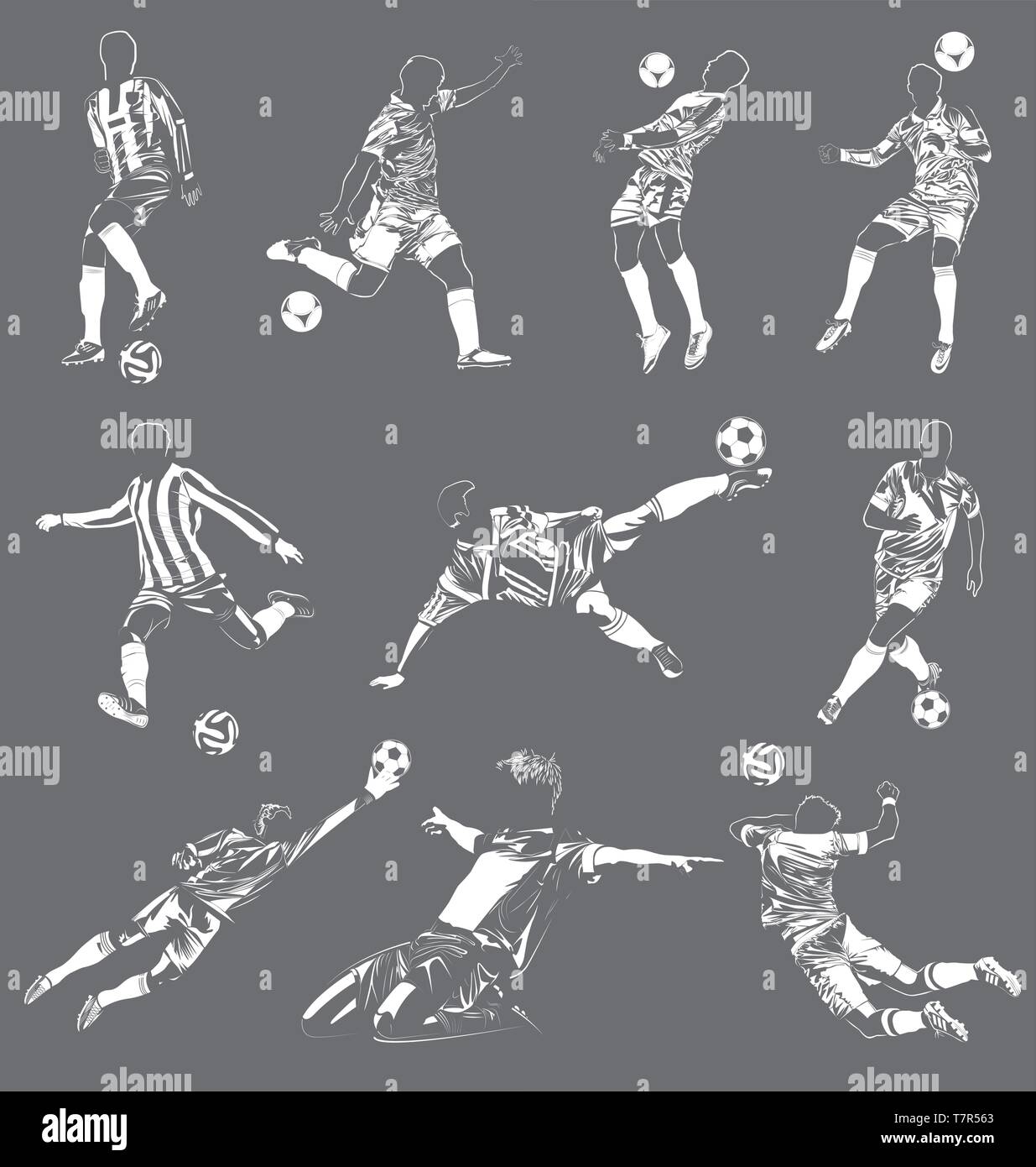 Fußball Plakate auf weichen schwarzen Hintergrund Stock Vektor