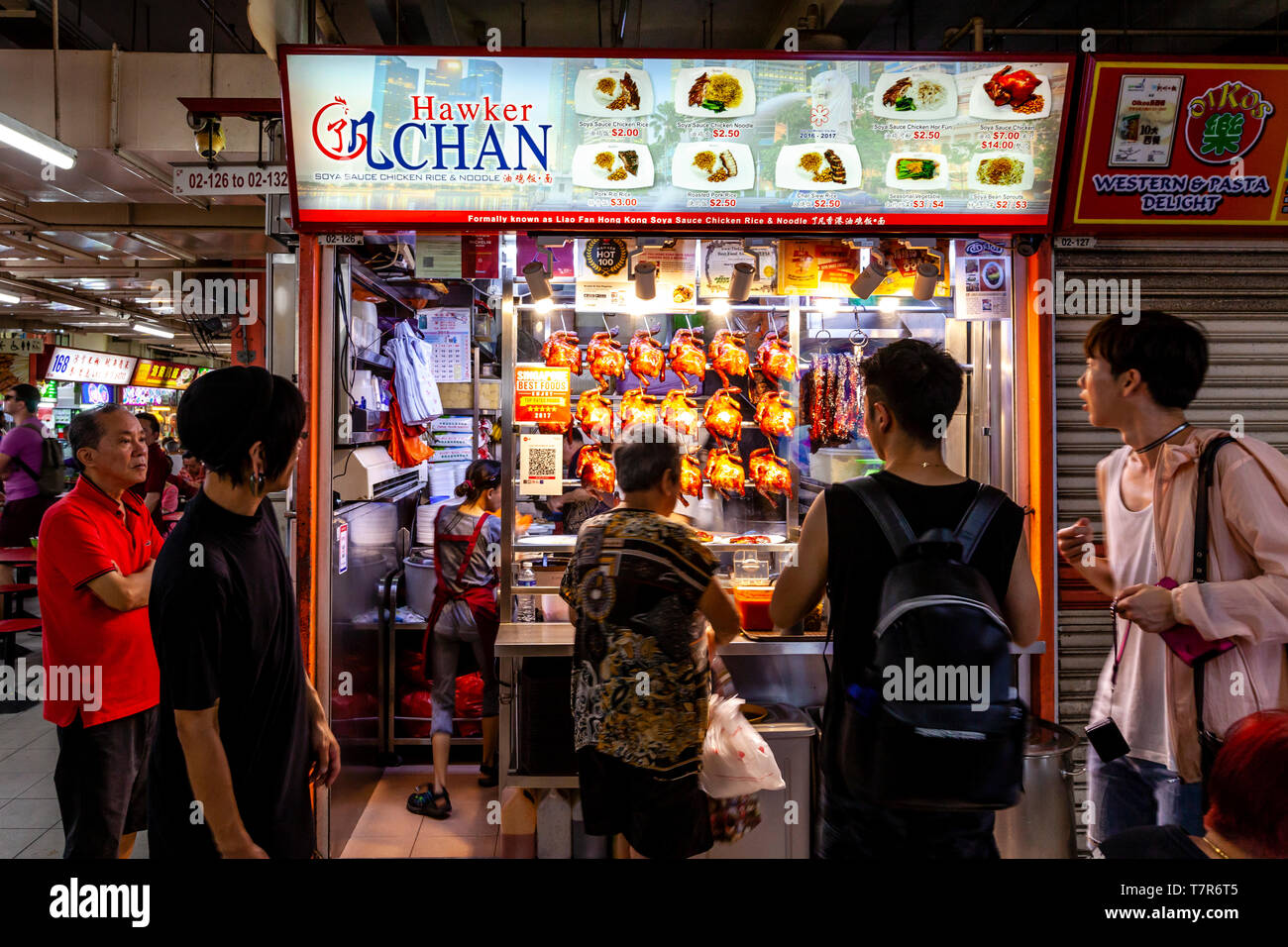 Hawker Chan's Michelin Stern Hawker Stall, Chinatown Complex, Chinatown, Singapur, Südostasien Stockfoto