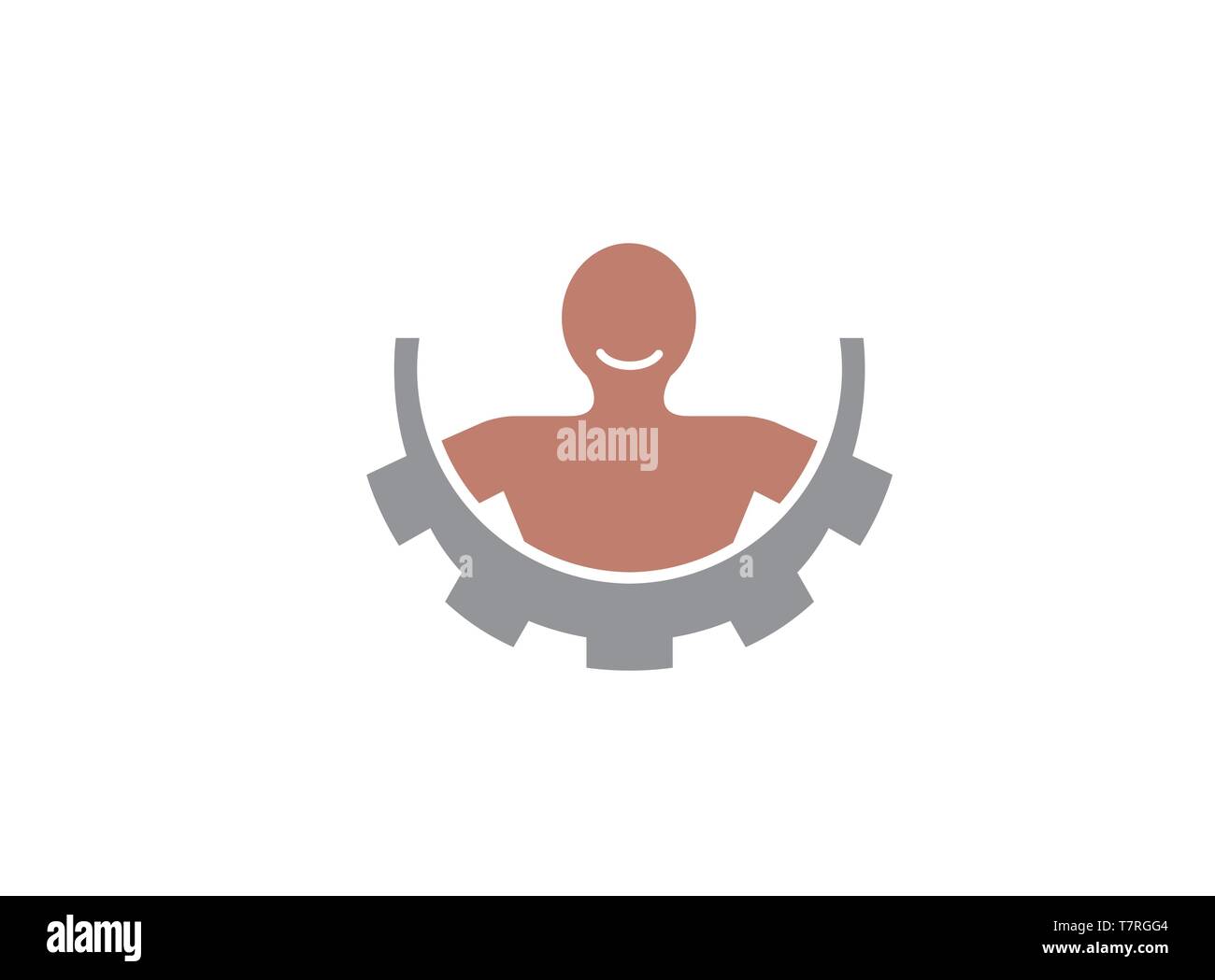 Körper Zahnrad mit dem Gesicht Lächeln Logo Vektor Design-Symbol ...