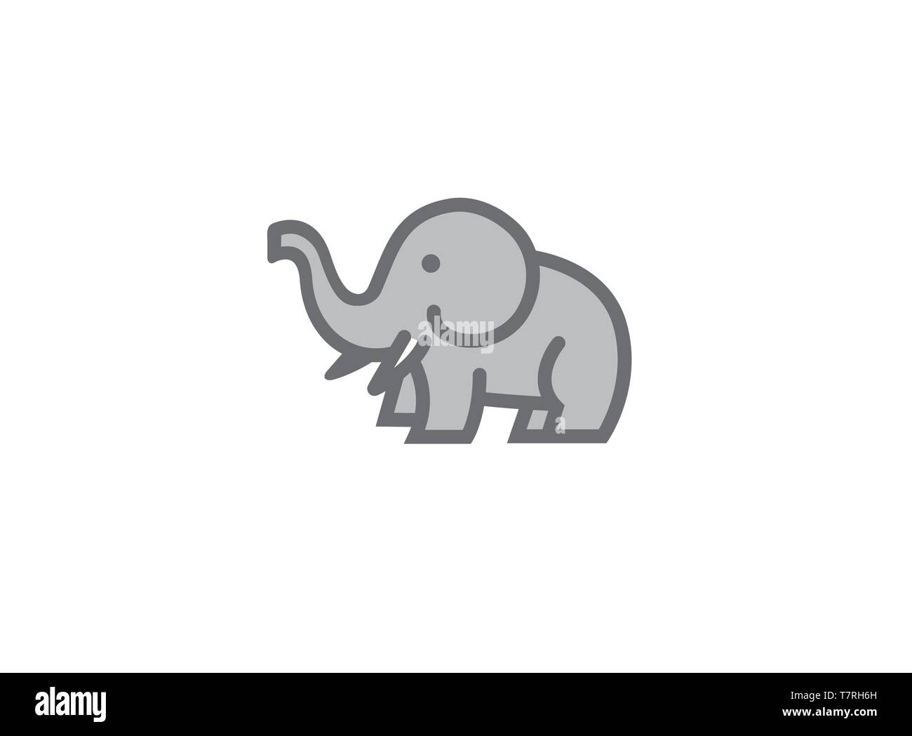 Süße Elefant mit Schlauch und Hörner logo Stock Vektor
