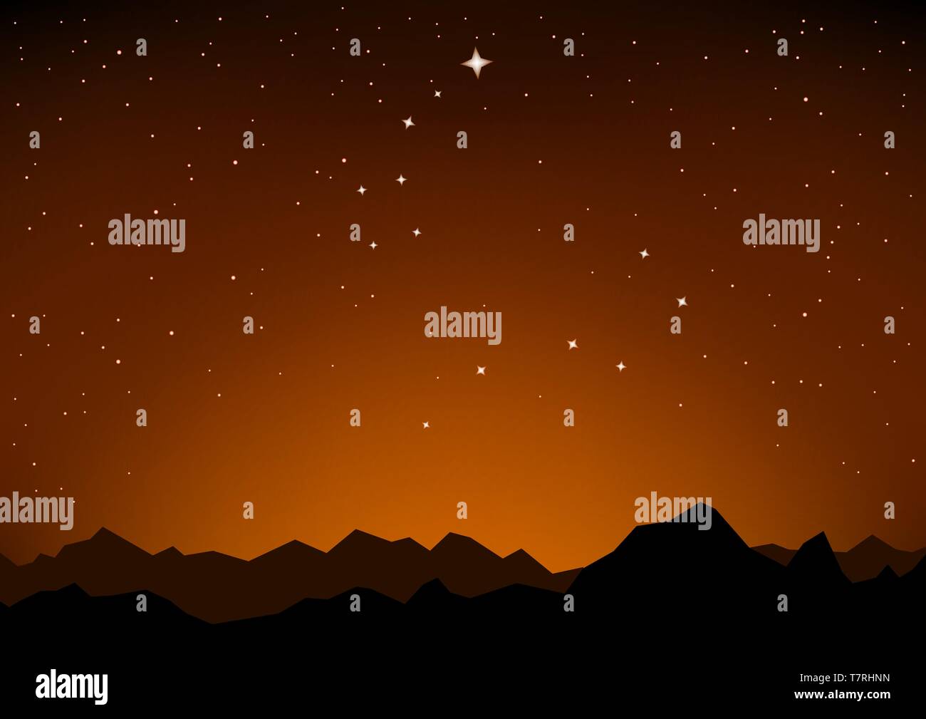 Sternbilder und Berg Sonnenuntergang Stock Vektor
