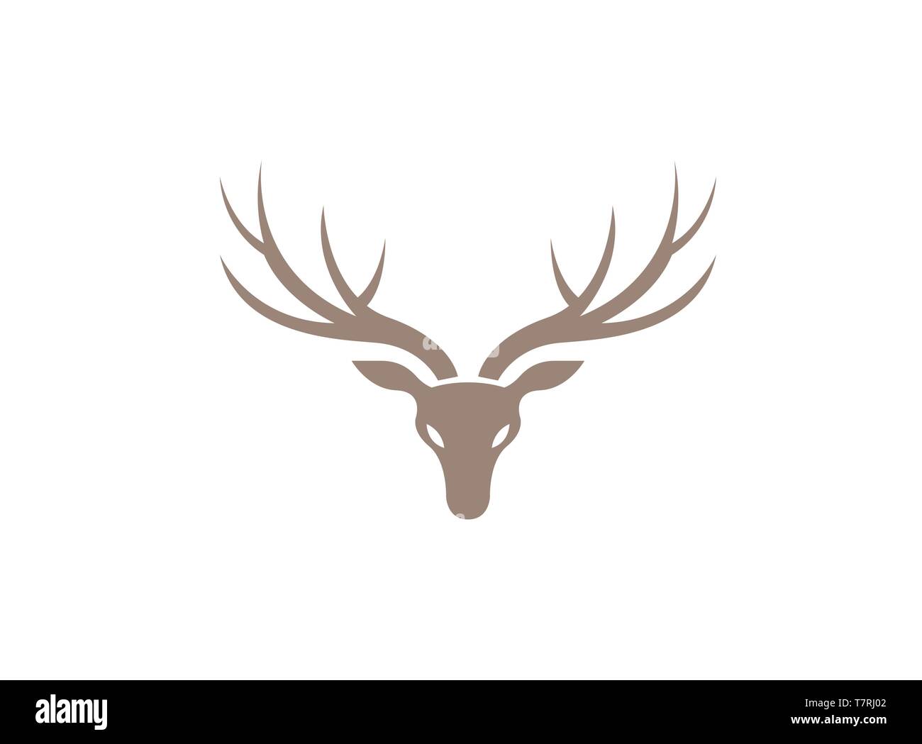 Hirschkopf mit großen Hörnern Vector Illustration Logo auf weißem Hintergrund Stock Vektor