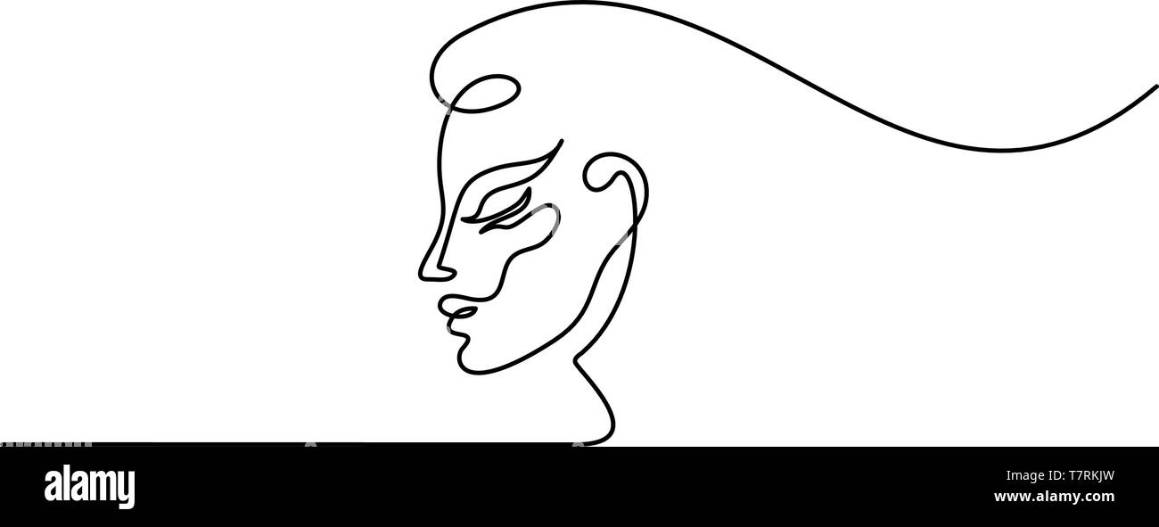 Kontinuierliche eine Linie zeichnen. Plastische Chirurgie von Frau Gesicht Symbol auf weißem Hintergrund. Vector Illustration für Banner, Web, Design, Template, Postkarte. Stock Vektor