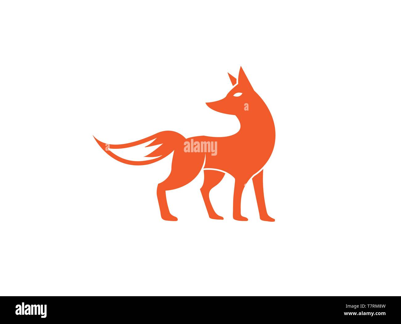 Fox stehen und wieder auf der Suche nach Logo Stock Vektor