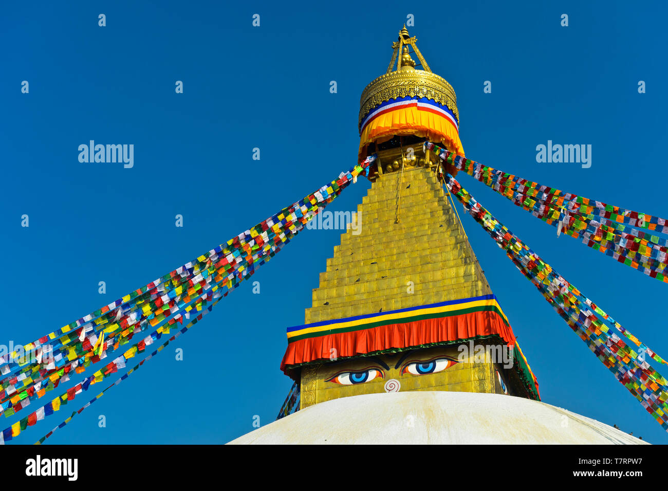 Boudhanath Stupa mit Buddhas Augen, Kathmandu, Nepal Stockfoto