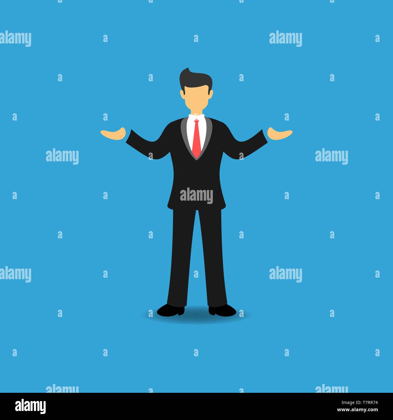 Konzept der Geschäftsmann ahnungslos. Geschäftsleute Unknowing Nichts. Flache Vector Illustration Stock Vektor