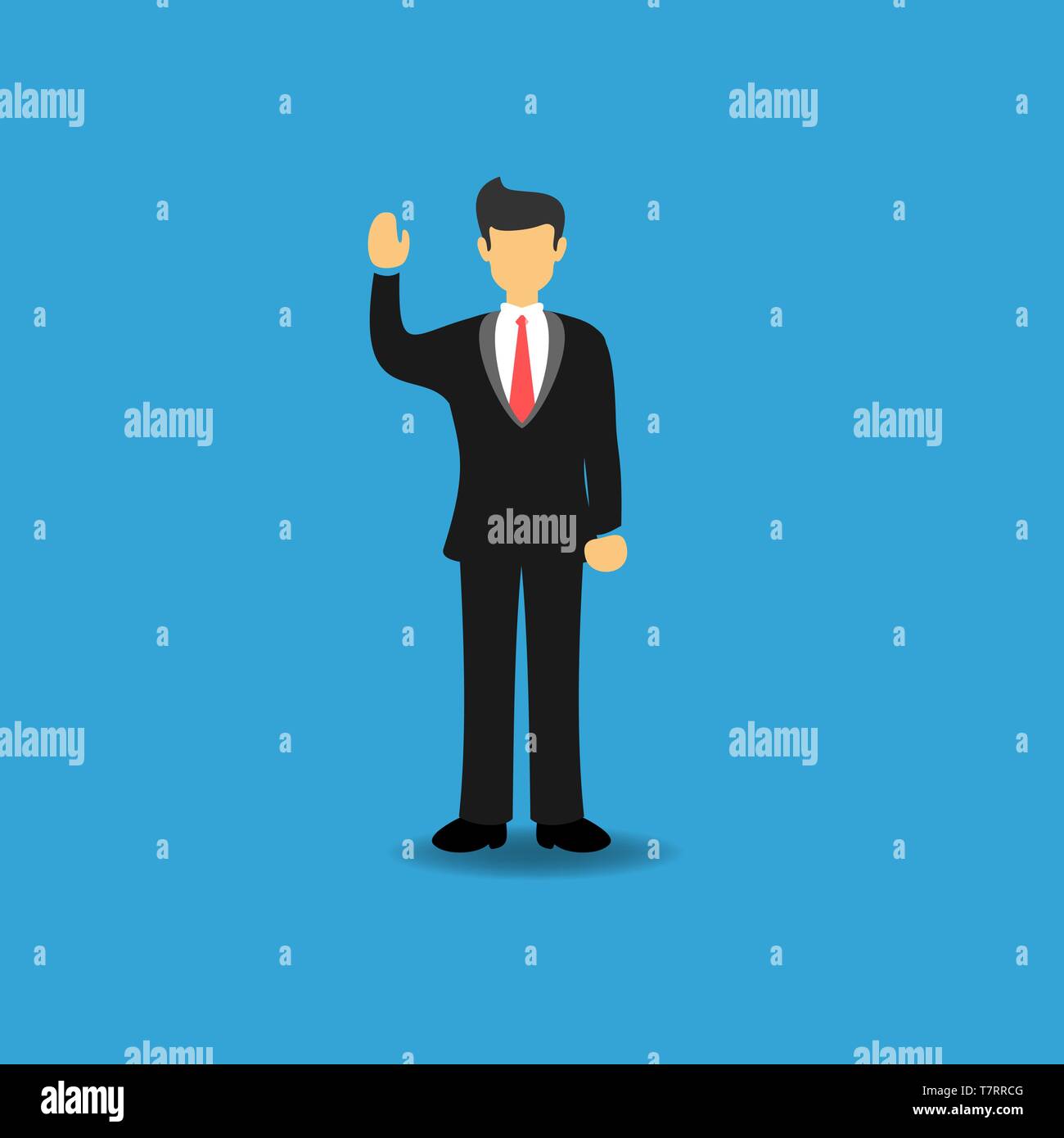 Konzept der Geschäftsmann sagt Hi. Geschäftsleute mit Hands Up. Flache Vector Illustration Stock Vektor