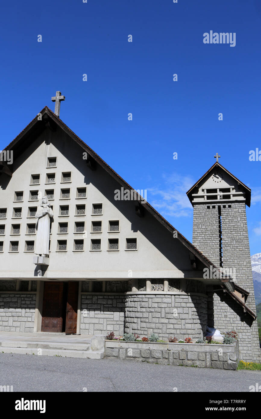 Eglise Notre-Dame des Alpes. Le Fayet. Haute-Savoie. Auvergne-Rhône Alpes. Frankreich. Europa. Stockfoto