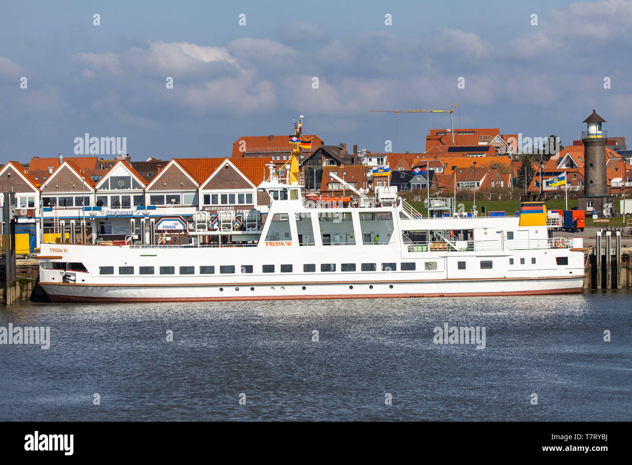 Nordseeinsel Juist, Hafen, Fähranleger, Ostfriesland, Niedersachsen, Deutschland, Stockfoto