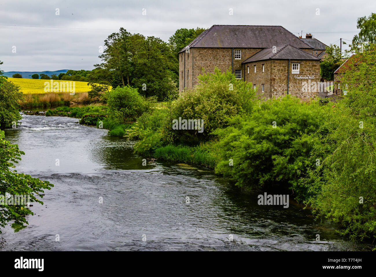 Heatherslaw Maismühle Besucherattraktion durch den Fluss bis, Ford & The Metal, Northumberland, Großbritannien. Mai 2018. Stockfoto