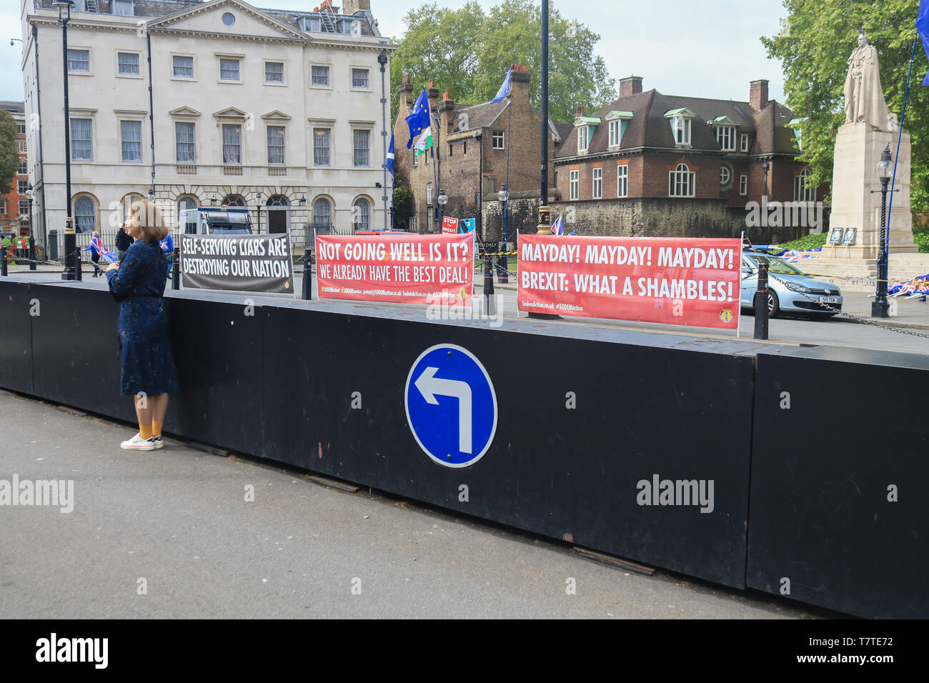 London, Großbritannien. 9. Mai 2019. Anti Brexit protest Anzeichen von sodem Stand der Missachtung der Europäischen Bewegung im Parlament wie die großen politischen Parteien für die Wahlen zum Europäischen Parlament am 23. Mai Credit Gang: Amer ghazzal/Alamy leben Nachrichten Stockfoto